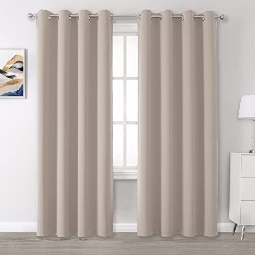 DUALIFE Light Brown Curtains for Bedroom-Blackout Curtain Panels 84 Inches