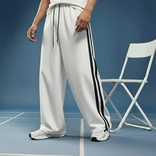 Image of dockstreet Straight Wide fit Long Length Open Bottom Jogger for Men /Trending Multi Pocket Style, Relaxed Casual Pants for Men
