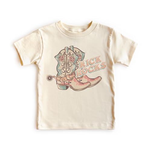 Kick Rocks Cowboy Toddler Shirt - Cute Sarcastic Cowgirl Boots Tee - Funny Western Aesthetic Shirts - Girls Toddler Youth Kids Clothing