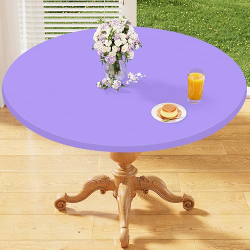 homing Round Lavender Elastic Fitted Tablecloth