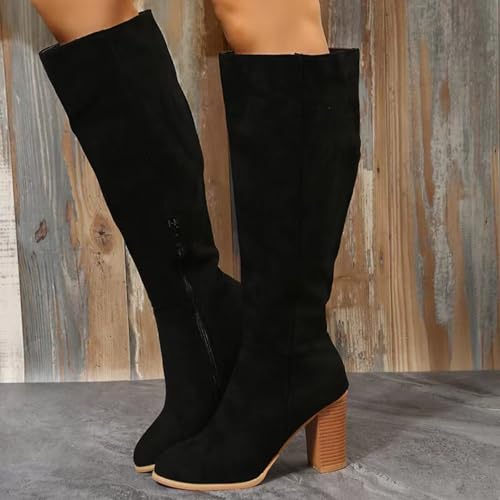 Botas hasta la rodilla para mujer con tacón grueso y cremallera 2