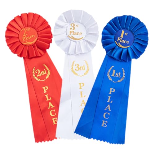 KOMBIUDA 3 Stück Teiliges Preisband Medaillen in Rot Weiß Blau Auszeichnung für Sportwettbewerbe Schulische Leistungen Lehrerpreise Vielseitig für Spiele Feiern Motivation und Ehrung
