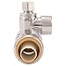 SharkBite 3/4 x 3/4 x 1/4 Inch Compression Tee Stop Valve, Push to Connect Brass Plumbing Fitting, PEX Pipe, Copper, CPVC, PE-RT, HDPE, 24985A
