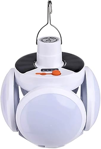 Solar Emergency Lamp, Rechargeable, White, 5 Lighting Modes, Solar and USB Charging, with Hanging Hook, for Camping and Power Outages