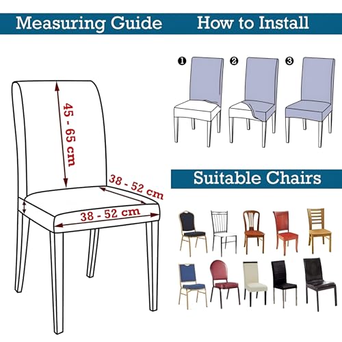 Image of Chair Cover Set of 4 for Dining Table, Stretchable Removable Washable Anti-Slip Universal Fit Printed Polyester Spandex Slipcovers (Brown Diamond)