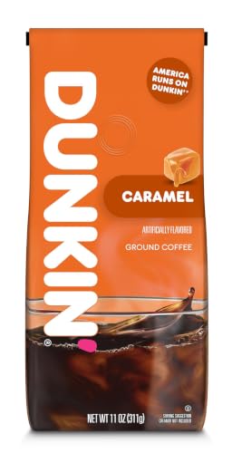 Dunkin' Caramel Flavored Medium Roast Ground Coffee, 11 oz Bag