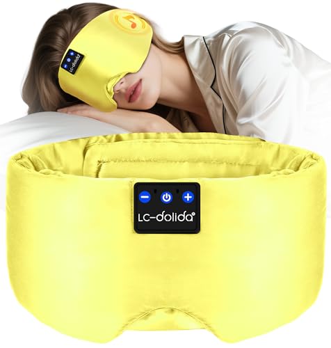 LC-dolida Luxurious Silk Soft Sleep Mask, Sleep Headphones with Bluetooth 5.4 for Side Sleeper,...