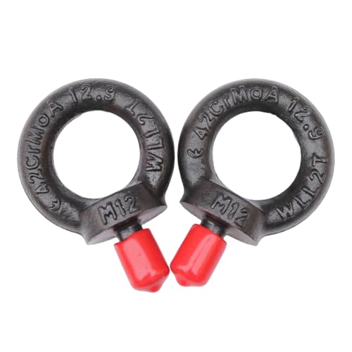 12.9 Heavy Duty Shoulder Eyebolt, 2T Working Load Limit,1/2-Inch Lifting Eyebolt,Industrial Grade Heavy Duty Forged Steel for Truck Tractor Bucket Use As Towing&Pulling Point (M12(1/2
