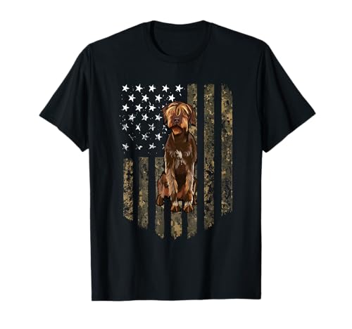 Camo American Flag Wirehaired Pointing Griffon 4th Of July T-Shirt