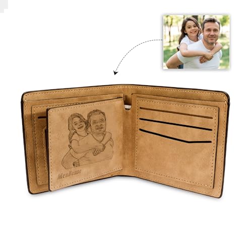 Gift for Men Dad Fathers Day Personalized Photo Wallet Kids Fists Bump Names Text Engraved Wallets For Men Custom Mens Wallet with Photo ID Card Holder Leather Wallet For Men Husband3