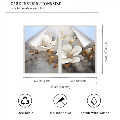 Vinilo Decorativo para Ventana Retro Flores Blancas 17.7x23.6 pulg x2 piezas miniatura 2