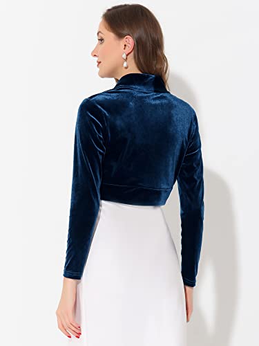 Image of Allegra K Women's Long Sleeve Velvet Shrug Cocktail Party Open Front Cropped Bolero Cardigan Top