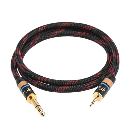 GBIQDWTLK Cable HiFi de alta gama de 3,5 mm a 6,5 mm para instrumentos electrónicos 6N OFC Nylon Net Stereo 3,5 Jack Audio Guitarra 6,5 TRS Jack Cable (0,5 m)