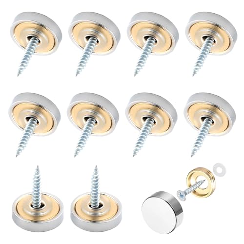 GIONAR 12PCS Cache Vis pour Miroirs, Capuchons Décoratifs en Cuivre Pur, Argent Poli Miroir, avec Accessoires d'installation, Convient à la Fixation...