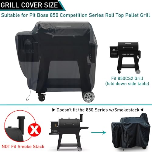 Image of ZJYWSCH Grill Cover for Pit Boss 850 Competition Roll Top Pellet Grill PB850CS2 Heavy Duty Weather Resistant PitBoss Competition 850 850CS2 Smoker Cover Without Stack Waterproof