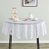 Juvale Round Lace Tablecloth with Elegant Floral Patterns for Birthday Parties, Weddings, Dining Room Tables, White (150cm) - Image 4