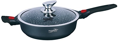 Haussmann Héritage Sauteuse 28cm 4L avec Couvercle et Poignée Amovible – Poêle Wok Antiadhésif Effet Pierre – Induction & Four – Légère & Sans PFOA...