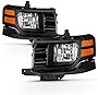 AKKON - Fits 2009 2010 2011 2012 Ford Flex SE SEL [Halogen Type] Black Headlights w/Amber Side Signal Lamp Pair Left+Right