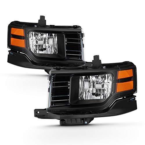 AKKON - Fits 2009 2010 2011 2012 Ford Flex SE SEL [Halogen Type] Black Headlights w/Amber Side Signal Lamp Pair Left+Right