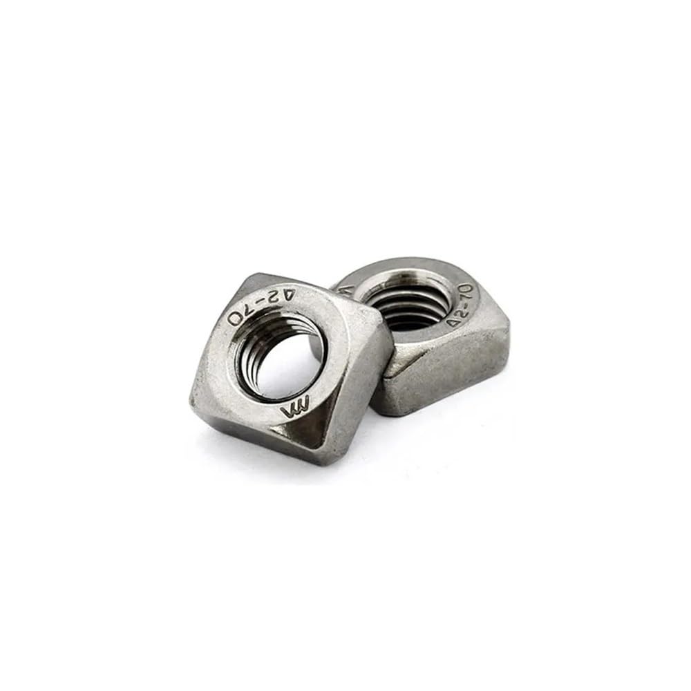 RWRAPS 5/10/20/50pcs 304 Stainless Steel Square Nuts M3 M4 M5 M6 M8 M10 M12 Hardware Nut(50pcs M3)