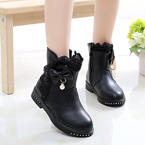 QINGCOMFACAI Kid's Girl's Waterproof Ankle Boots Slip Resistant Outdoor Side Zipper Fur Lined Winter Snow Boots(Toddler/Little Kid)2