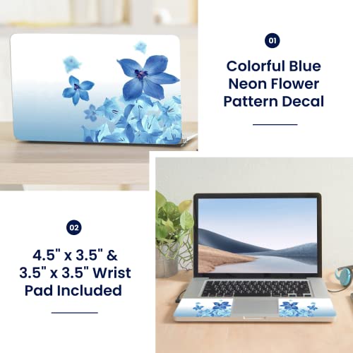 Image of LSS 15 15.6 inch Laptop Notebook Skin Sticker Cover Art Decal Fits 13.3 inch 14 inch 15.6 inch 16 inch HP Dell Lenovo Apple Asus Acer Compaq (Free 2 Wrist Pad Included) Blue Neon Flower