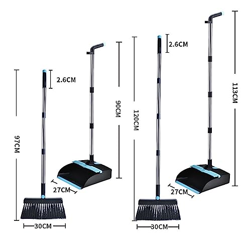 YIORYO Besen und Kehrschaufel mit langem Griff for Zuhause, Küche, Zimmer, Büro, Lobby, Boden, aufrechter Stand-Up-Set – Bild 3