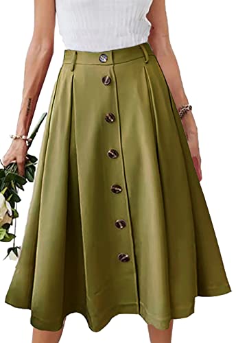 Jupe midi pour femme A-line verte en taille L