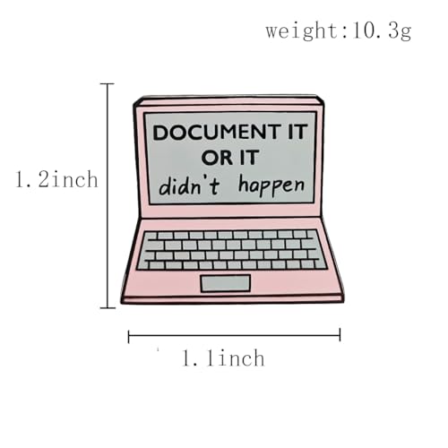 Image of Pink Laptop Document It Or It Didn't Happen Enamel Pin, Funny Lapel Brooch for Backpack, Hat, Clothes