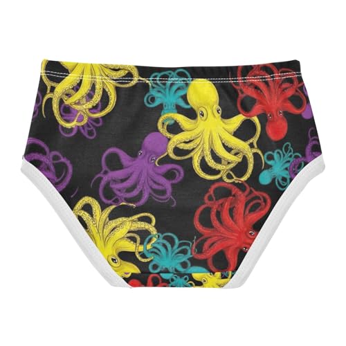 Toddler Panties, Colorful Octopuses Cotton Underwear Girls, 2T–8 Years2
