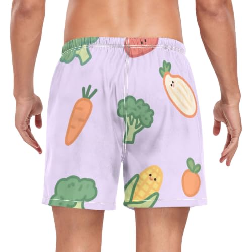 Bañador de secado rápido para hombre con dibujos de verduras moradas 2