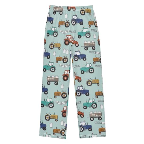 ZZXXB Tractor Pattern Boys Long Pants Soft Trousers Elastic Waist Kids Lounge Bottoms with Pockets S-XL