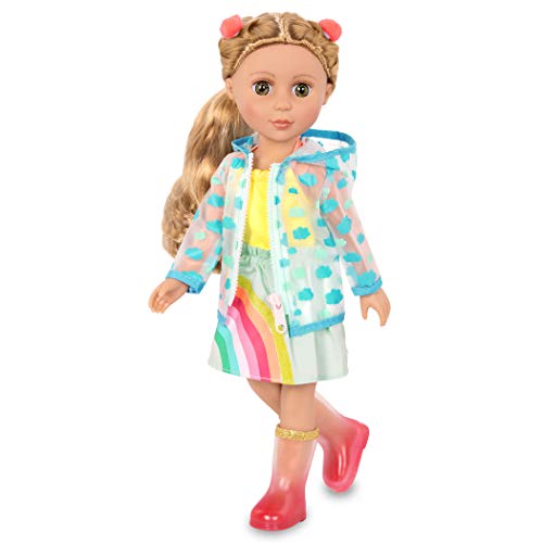 Glitter-Girls-GG50096Z-Tenue-Smile-Rain-Or-Shine--Robe-Arc-en-Ciel-Pinces-a-Cheveux-Impermeable-et-Bottes-de-Pluie--Compatible-avec-Presque-toutes-les-Poupees-de-3556-cm-Des-3-ans