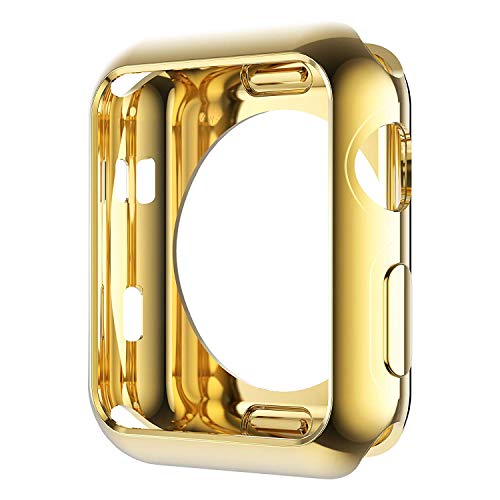 Leotop Compatibile Con Apple Watch Custodia 44mm 40mm Serie 6 5 4 SE Cover, TPU Super Sottile Protettiva Pellicola Trasparente Copertura Completa Protettivo Antiurto ompatibile iWatch (44mm, Oro)