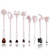 Game of Thrones Eye Makeup Brushes - 8pcs Wand Makeup Brushes with Soft Synthetic Fiber and Metallic Handle for Eyebrow Eyeshadow Foundation Blending and Lips, Great Gift for Sister Girls (Rose Gold)