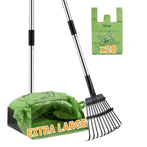 Toozeyunbreakabledogpooperscooperwithextralargestainlessmetalpooptray4331longhandlerakescoopeasywastecleanupforlargemediumsmalldogswith20bags Urban Country Home Decor Toozey unbreakable dog pooper scooper with extra large stainless metal poop tray 4331 long handle rake scoop easy waste cleanup for large medium small dogs with 20 bags urban country home decor