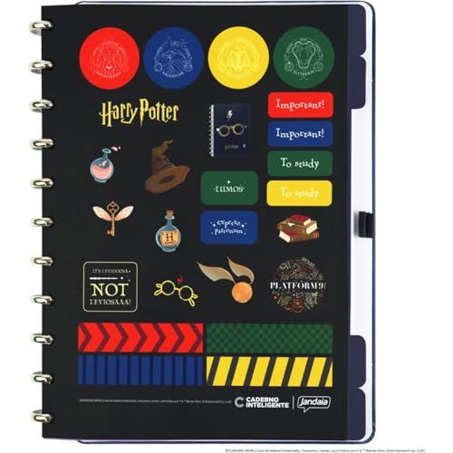 Caderno Inteligente, Grande, Harry Potter Azul, 200x275 mm, 80 Folhas off white