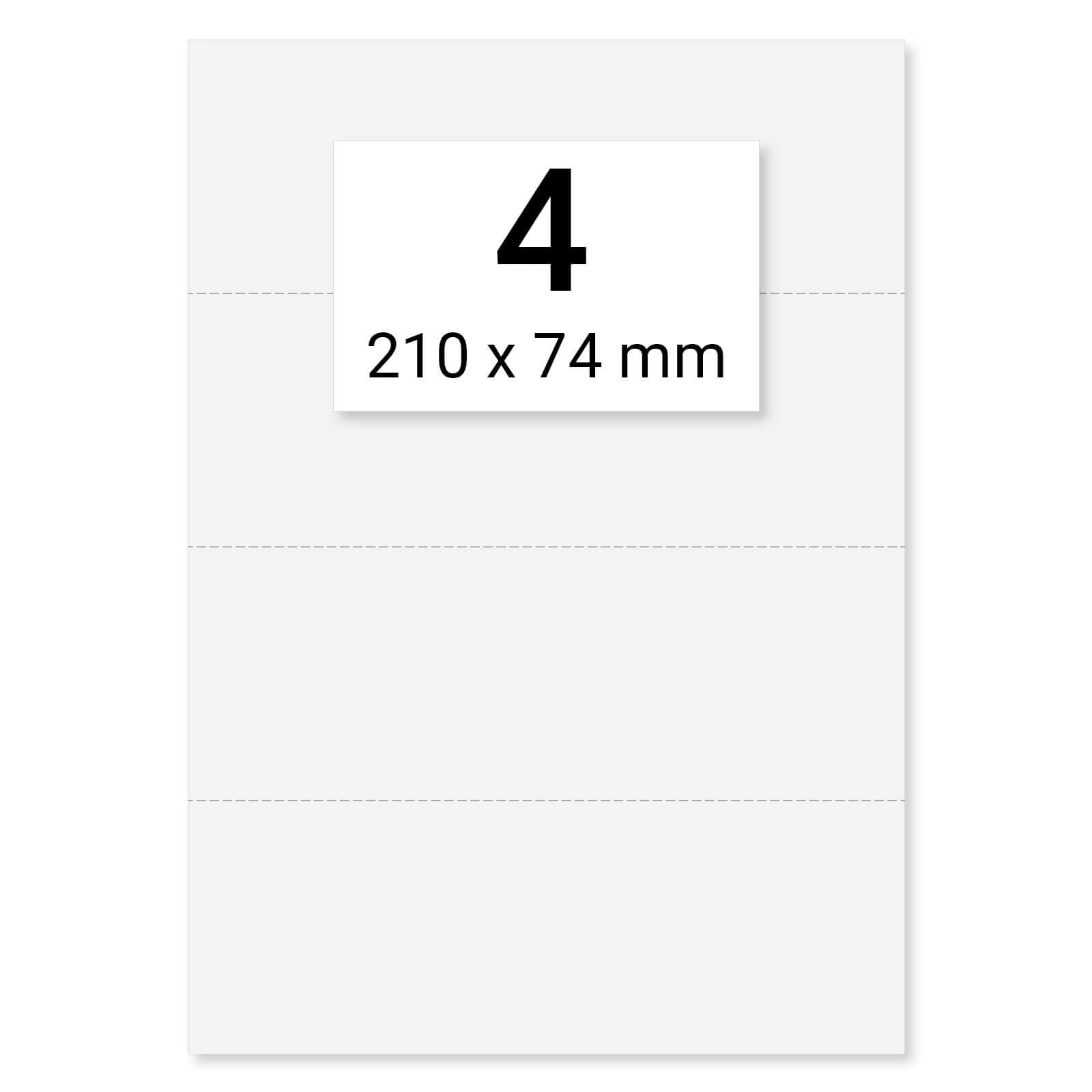 200 x Karteo® Einlegepapier Einstecketiketten Einleger 160g/m² weiß hochwertiges perforiertes Papier 210 x 74 mm auf 50 Stk. DIN A4 Bögen zum Selbstbedrucken