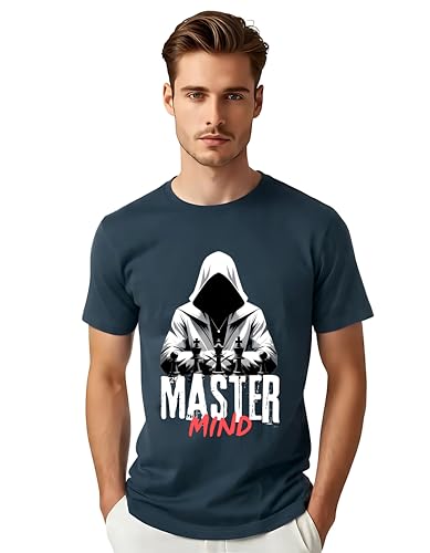 Image of Mastermind Printed T-Shirt for Men | 180 GSM Cotton Blend Men's Tshirt | Regular Fit Half Sleeve Round Neck Printed t-Shirt | Graphic T-Shirt for Men