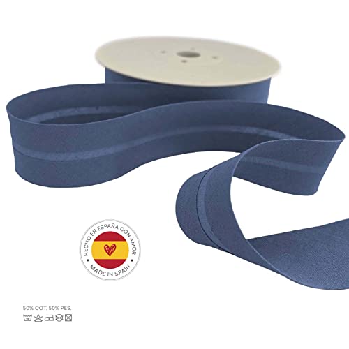 TEXTEX = 30mm Wide Bias Binding Tape. 50% Cotton and 50% Polyester. 10m Piece - (Blue), Mid blue - Image 4