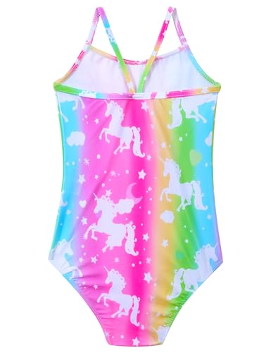 Image of Girls Bathing Suits Colorful Swimsuits with UPF 50 + Sun Protection Sleeveless Toddler Kids One Piece Swimwear