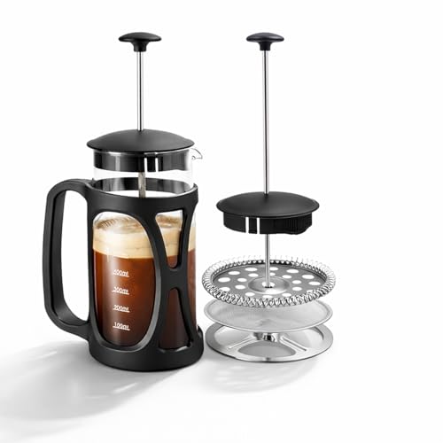 Wonderchef French Press Coffee & Tea Maker 350 ml|Borosilicate Glass Carafe|4 Level Filtration...