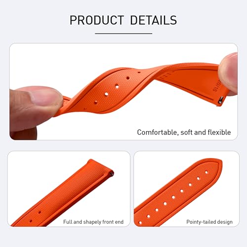 Image of WAMD Vector FKM Rubber Watch Strap 20mm 22mm - No Loop Deployment Clasp - Premium Fluoroelastomer Replacement Band.