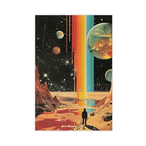Kroey Polaroid Universe cosmic Art Retro Futuristic Vintage Planet Sci-fi Collage Space Adventure Scifi Wall Unframe-style 08x12inch(20x30cm)