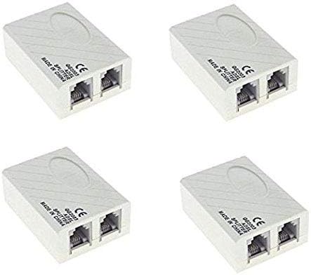 CAPSLOCK (Pack of 4) ADSL/VDSL/APDT Splitter for Landline Telephone and Broadband Modem Box Internet Phone Filter Splitter - 6P2C RJ 11 Female Jack to 2X 6P2C Double Female Jack Adaptor