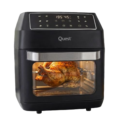 Quest 12L Air Fryer Oven with Rotisserie | Large Air Fryer 10 Presets Touch Screen & Viewing Window | 1700W 60C200C