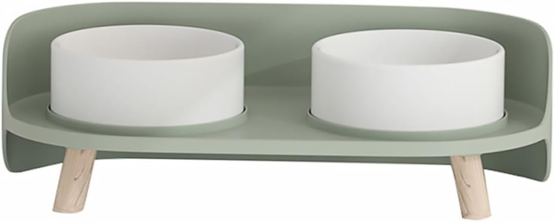 Garneck High Feet Double Ceramic Cat Bowl Pet Bowl Protective Cervical for Clean Eating