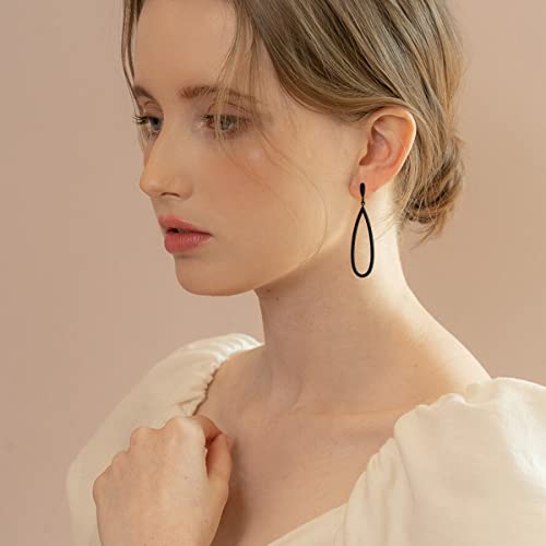 Black Gold Geometric Drop Dangle Earrings for Women Waterdrop Oval Circle Link Stainless Steel Dangle Earrings Trendy Jewelry Gifts for Women3