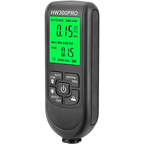 Lackmessgerät Auto Fe/Nfe-Sonde Precision Hw-300pro Lackschichtdickenmessgerät Visualisierung Lesen Professionell Multifunktional Lackmessgerät für Automatische Fahrzeugprüfung (Schwarz)