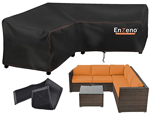 Enzeno Housse pour Canapé d Angle Exterieur，Tissu Oxford 600D Lourd bache de Protection pour canape de Jardin Impermeable，bache Salon de Jardin Angle，Couvre Salon Angle de Jardin （255 × 255 × 87 cm）